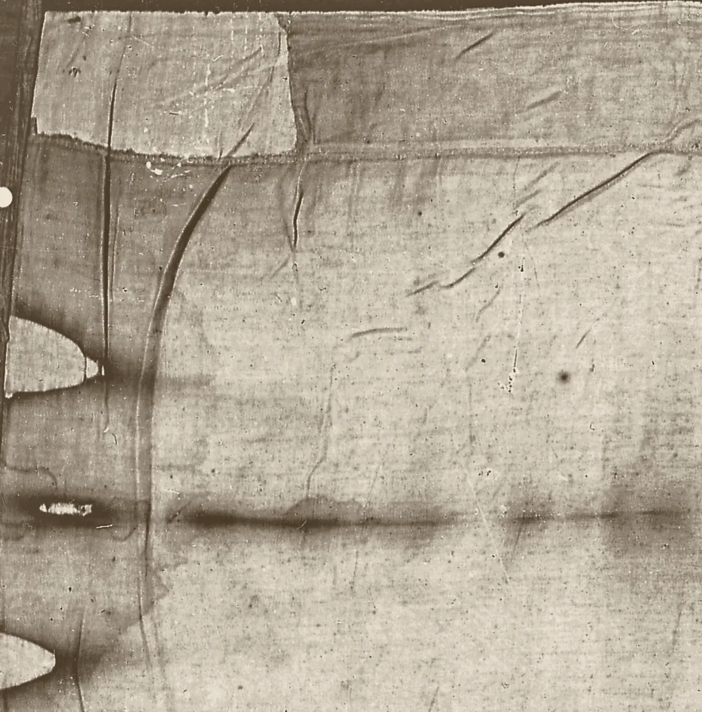 The corner of the Shroud where the 1988 sample was cut